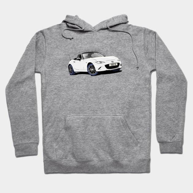 White Mazda Miata MX-5 Roadster Hoodie by Webazoot